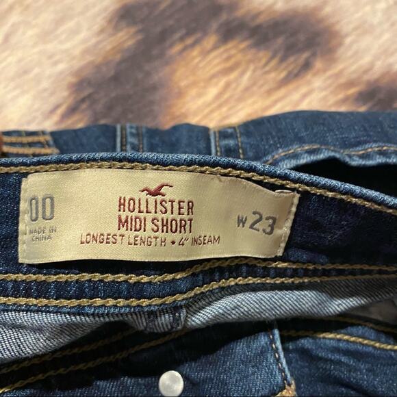 Hollister Longest Length Midi Jean Shorts Women's Size 00 / 26 In. Waist - Picture 5 of 6